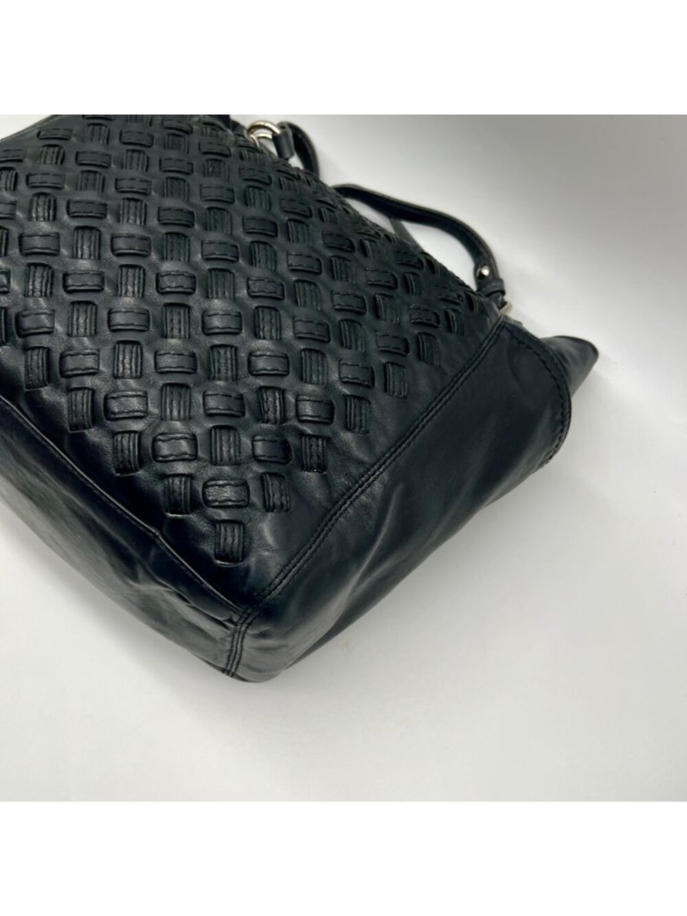 Coach Black Woven Leather Shoulder Bag F17099 - Picture 6 of 11